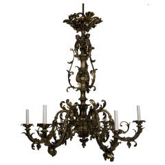 Six-Light Cast Bronze Rococo Chandelier, circa 1880 5
