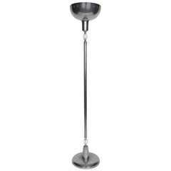 Vintage Art Moderne Chrome Torchiere Floor Lamp with Glass Details, Circa 1940s
