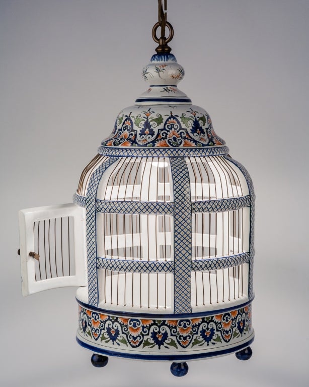 Mid-20th Century Ceramic Birdcage Lantern