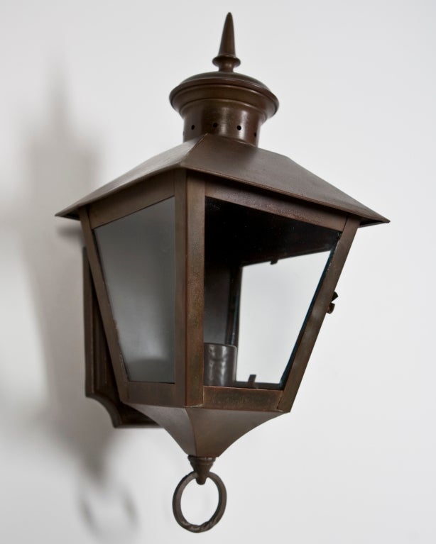 American Pair of Exterior Copper Wall Lanterns