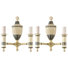 Pair of Double-Light Enameled Sconces