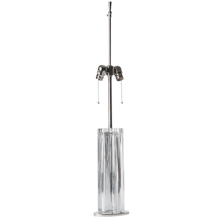 Österreichische Säulen-Tischlampe aus geschliffenem Kristall von Claus Josef Riedel, ca. 1960er Jahre im Angebot