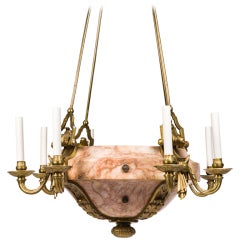 Antique Massive Marble Inverted Dome Chandelier