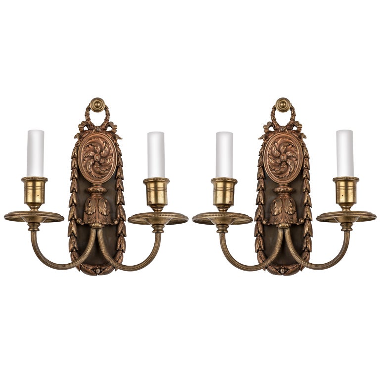 Pair of Brass Sconces by E. F. Caldwell