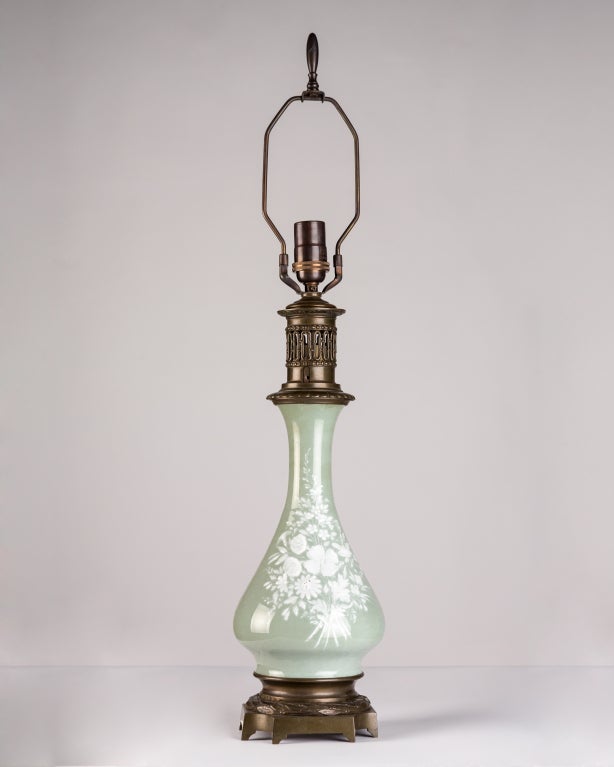 Pair of Celadon Table Lamps