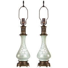 Pair of Celadon Table Lamps 