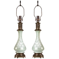 Pair of Celadon Table Lamps