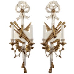 A Pair Of Italian Wooden Sconces