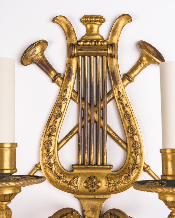American Pair of Gilded Neoclassical E. F. Caldwell Sconces