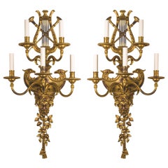 Pair of Gilded Neoclassical E. F. Caldwell Sconces