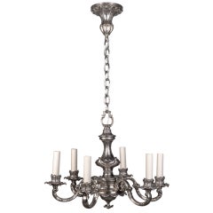 Six-Light Baroque Style Silverplated Chandelier