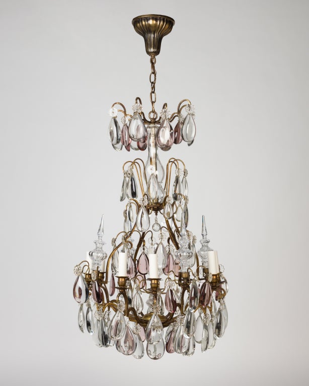AHL3710

A six-light chandelier having an age-darkened bronze frame richly dressed in clear and amethyst crystals.

Current height: 75-1/2