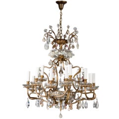 A Bronze and Rock Crystal Chandelier