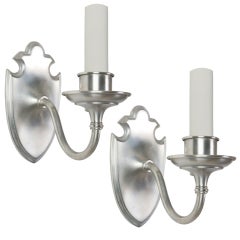 A Pair Of Silverplate Sconces By Sterling Bronze Co.