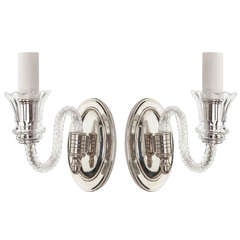 A Pair Of Silver And Crystal Sconces