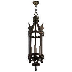 Crenelated Antique Wrought Brass Lantern 9