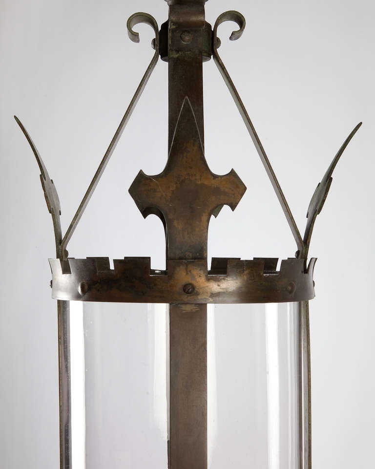 Crenelated Antique Wrought Brass Lantern 1