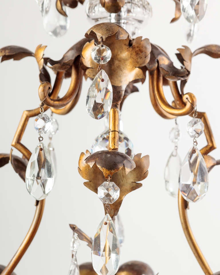 A Four-light Foliate Crystal Chandelier In Excellent Condition In New York, NY