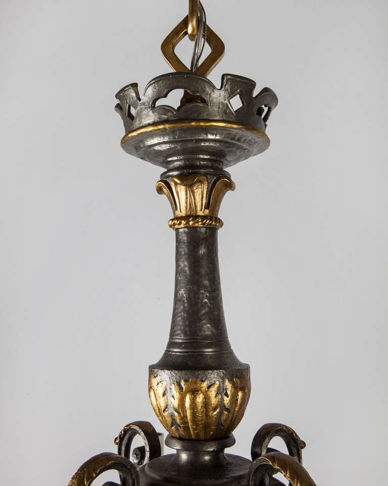 Original Pewter and Gilt Chandelier by E.F. Caldwell 3