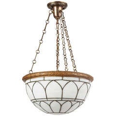 A Leaded Glass Inverted Dome Chandelier
