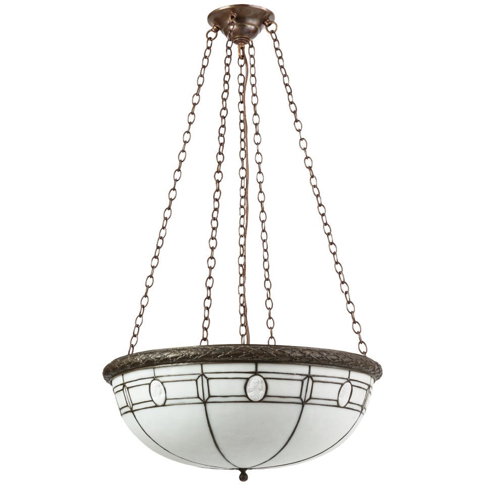A Leaded Inverted Dome Chandelier