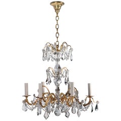 Gilded Brass Crystal Chandelier