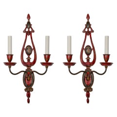 Hand-Painted Chinoiserie Sconces by E.F. Caldwell