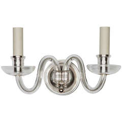 Antique Crystal and Silver Sconces