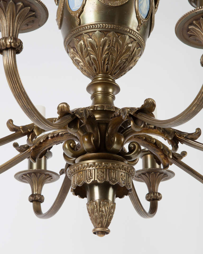 American Scroll Arm Cameo Chandelier by Pettingell Andrews Co.