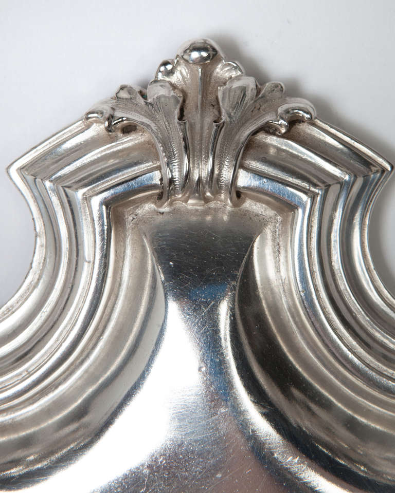 Pair of Silver Shield Form Sconces Signed By Edward F. Caldwell In Excellent Condition In New York, NY