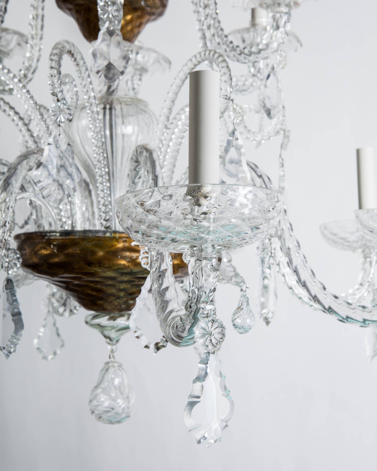 Murano Blown Glass Chandelier with Crystal Prisms at 1stdibs