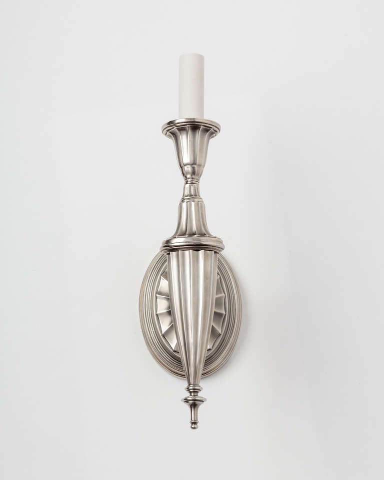 A Pair Of Fluted Torchiere Sconces
