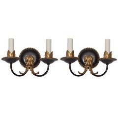 Pair of Gilt and Enamel Sconces