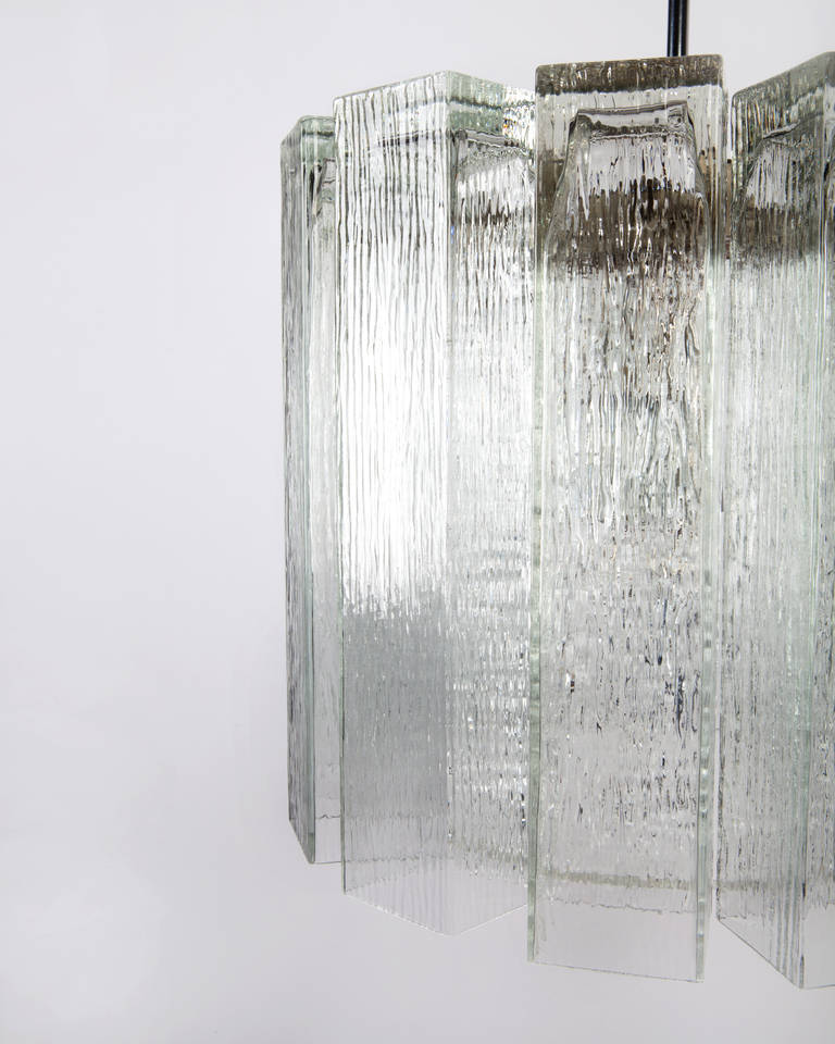 Crystal Textured Rectangular Glass Chandelier