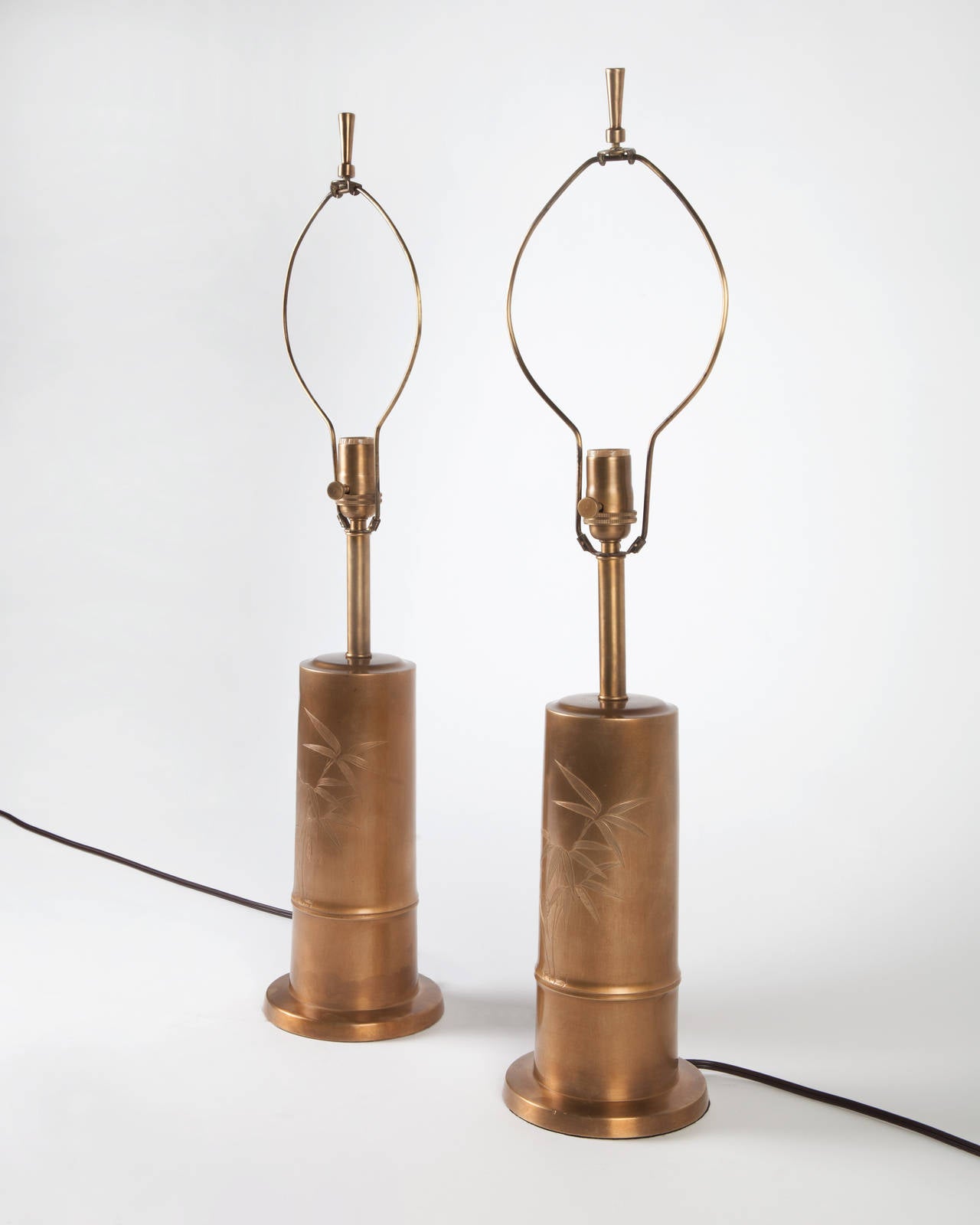 Brass Bamboo Lamps In Excellent Condition In New York, NY
