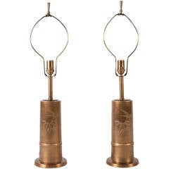 Vintage Brass Bamboo Lamps