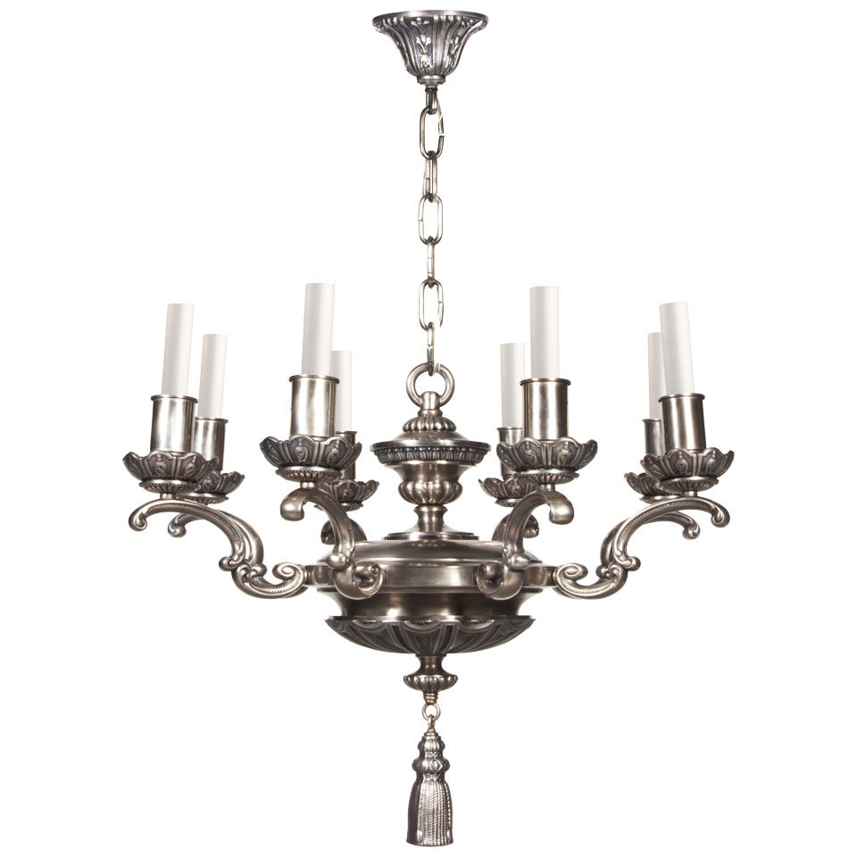 An Eight-Light Nickel Chandelier