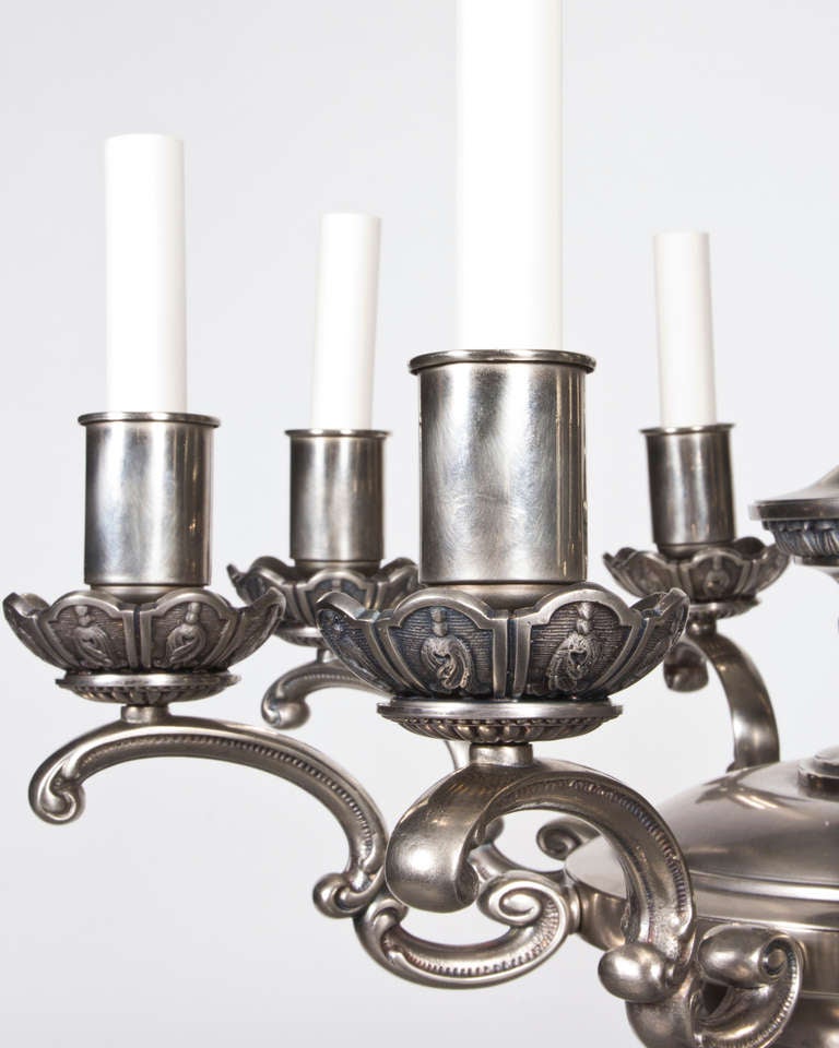 American An Eight-Light Nickel Chandelier