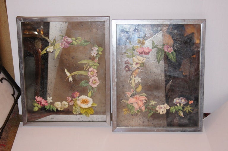 Paire de miroirs à carreaux déco Excellent état - En vente à New York, NY