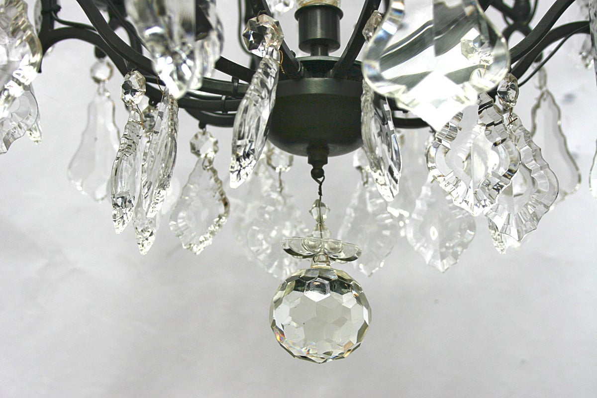 Metal Neoclassical Crystal Chandelier For Sale