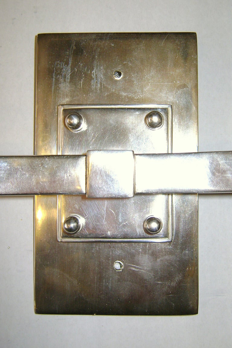 Set of Eight Moderne Silver Plated Sconces In Excellent Condition For Sale In New York, NY