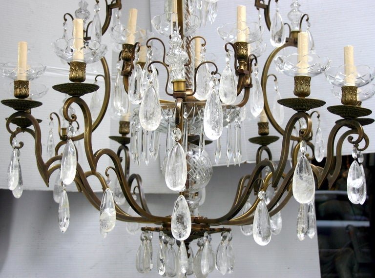 Large Rock Crystal Chandelier In Excellent Condition In New York, NY