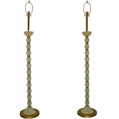 Pair of Molded Glass Floor Lamps