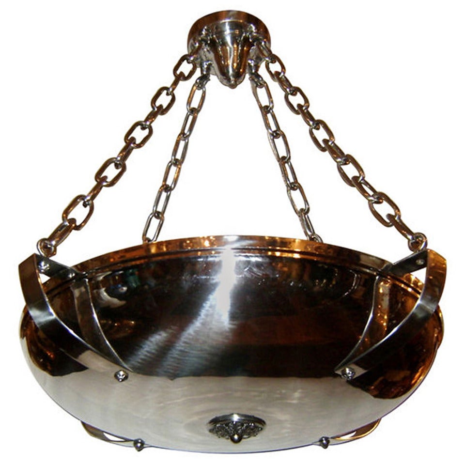 Silver Plated Pendant Light Fixture For Sale