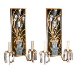 Set of 6 Gilt Metal Sconces