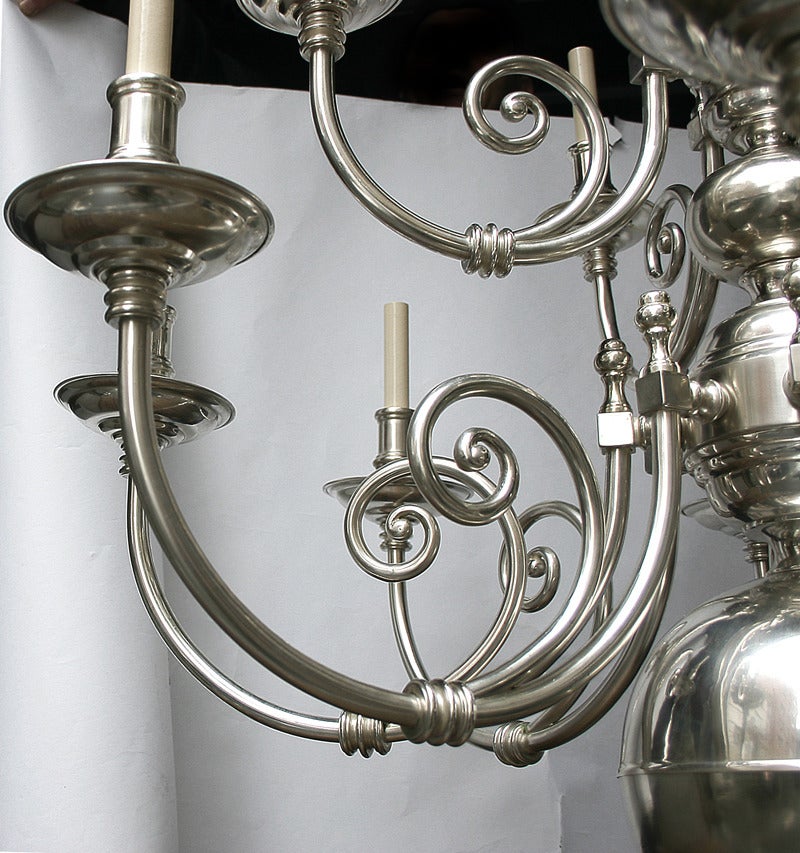 Pair of Silver Plated Chandeliers In Good Condition For Sale In New York, NY