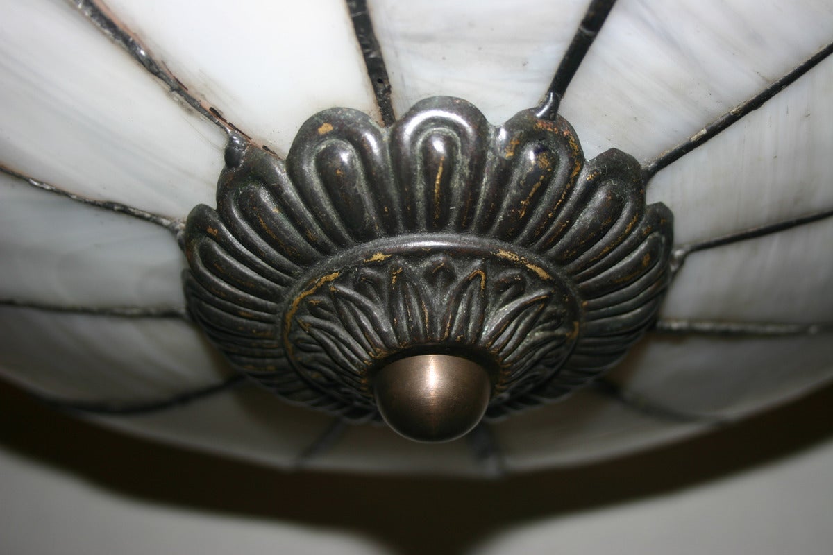 Early 20th Century Neoclassic Leaded Glass Fixture