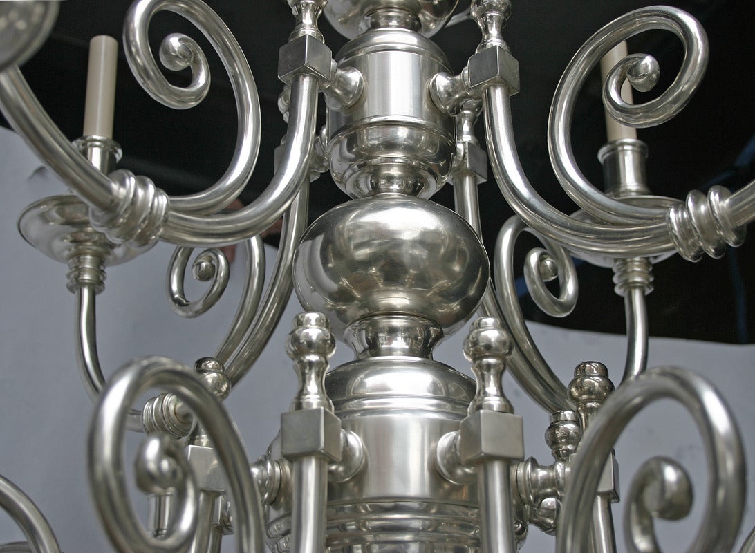 Early 20th Century Pair of Silver Plated Chandeliers For Sale