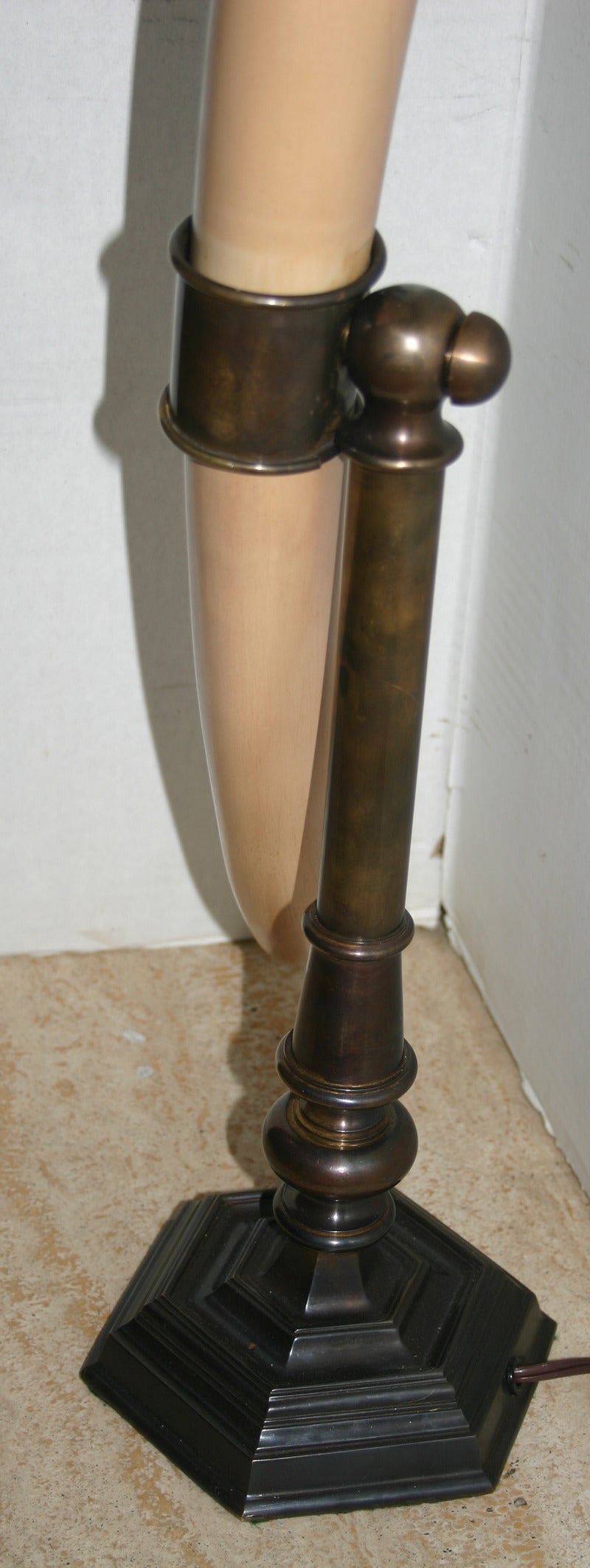 Pair of Tusk Shaped Table Lamps For Sale 1