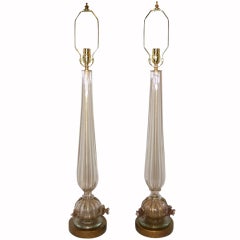 Pair of Amber Colored Table Lamps
